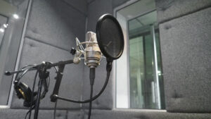 microphone in radio studio